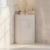 Flow 400mm Floor Standing Corner Vanity Unit with Basin - Gloss White