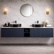 Fluted 1400mm Wall Hung Double Vanity with Storage - Midnight Shadow