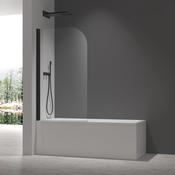Round Edge Hinged Bath Screen 1400 x 800mm - Black