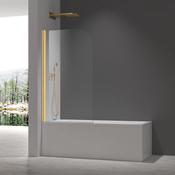 Round Edge Hinged Bath Screen 1400 x 800mm - Brushed Brass