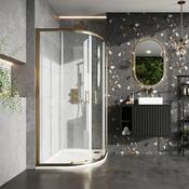 Roma Quadrant Shower Door 800mm - Brushed Brass