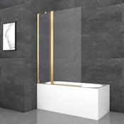 2 Panel Hinged Bath Screen 1400 x 950 mm - Brushed Brass
