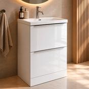 Dax 500mm Floor Standing Bathroom Vanity Unit with Basin - White