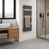 Palma Designer Flat Heated Towel Rail 500 x 1200mm - Anthracite