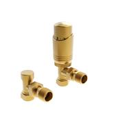 Brushed Brass Angled Thermostatic Radiator Valves image