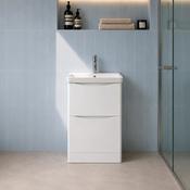 Rimini 500mm 2 Drawer Floorstanding Vanity Unit with Basin - White image
