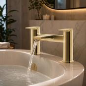 Capri Deck Mounted Bath Filler Tap - Brushed Brass image