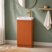 Mini Fluted Cloakroom Vanity Unit with Ceramic Basin - Bruciata Orange image