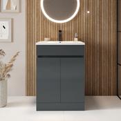Catania 600mm Floor Standing Vanity Unit with Basin - Anthracite