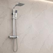 Flow Square Thermostatic T-Bar Drench Shower Set - Chrome
