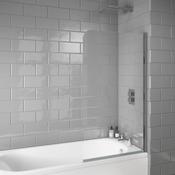 Round Edge Hinged Bath Screen 1400 x 800mm - Chrome