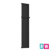 Cordoba Black Aluminium Vertical Radiator 1800 x 375mm Single Panel - Inc. Towel Rail