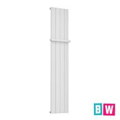 Cordoba White Aluminium Vertical Radiator 1800 x 375mm Single Panel inc. Towel Rail
