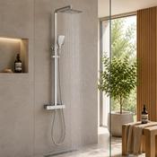 Premium Square Thermostatic T Bar Rain Head Shower Set - Chrome
