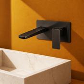 Ravena Wall Mounted Basin Tap - Black image