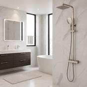 Premium Square Thermostatic T-Bar Shower with Rain Head - Gunmetal