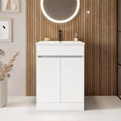 Catania 600mm Floor Standing Vanity Unit with Basin - White