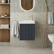 Fluted Mini Cloakroom Wall-Hung Vanity Unit with Basin - Midnight Shadow image