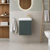 Fluted Mini Cloakroom Wall-Hung Vanity Unit with Basin - Smoked Sage image
