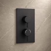 Premium Round Concealed Thermostatic 2 Outlets Shower Valve - Black