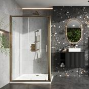 Roma Sliding Shower Door 1000mm - Brushed Brass