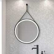Ancona Round LED Mirror with Strap 600mm - Black