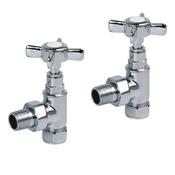 Traditional Cross Head Angled Radiator Valves - Chrome