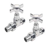 Traditional Cross Head Straight Radiator Valves - Chrome