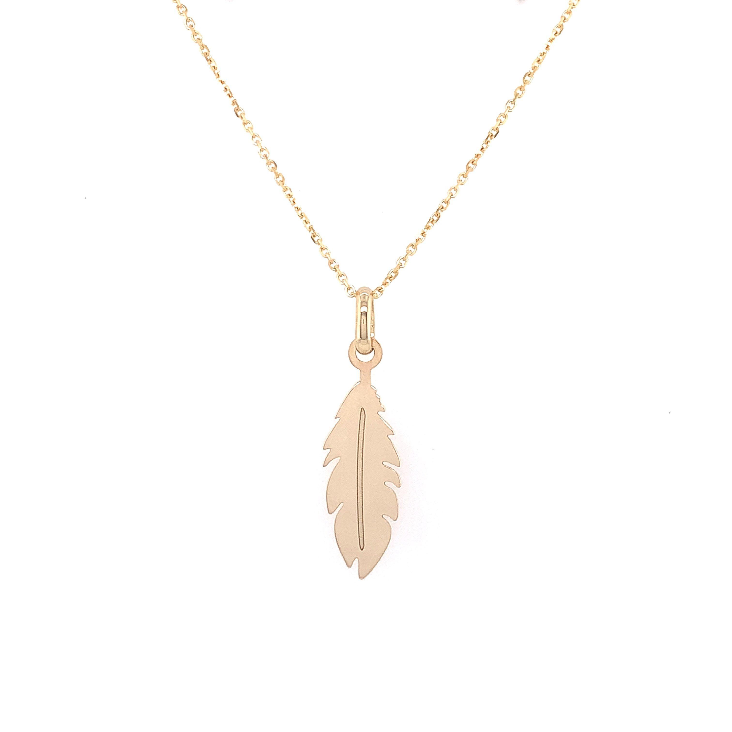 9ct gold feather pendant discount