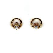 9ct Gold CZ Claddagh Stud Earrings GEZ751