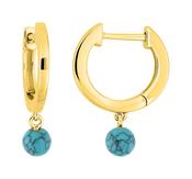 Bijoux D'Or 18ct Gold-Plated Turquoise Huggie Hoop Earrings 135982