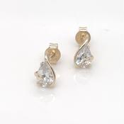 9ct Gold Teardrop CZ Gold Curl Stud  Earrings GEZ737 image