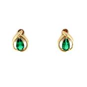 9ct Gold Syn Emerald Teardrop Stud Earrings GEE69 image