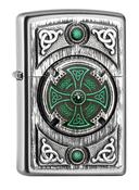 Zippo Celtic Green Cross Chrome Windproof Lighter 2005167 image