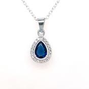 Sterling Silver Blue CZ Teardrop Pendant 308/S image