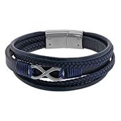 Men's Navy Leather Bracelet 318822B image