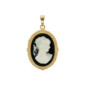 Bijoux D'Or 18ct Gold-Plated Black Cameo Pendant 3261008N