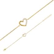 Bijoux D'Or 18ct Gold-Plated CZ Heart Bracelet 16+3 cm 328603