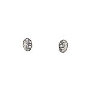 Silver Oval CZ Pavé Stud Earrings SE3357 image