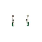 Sterling Silver Green CZ 12mm Hoop Earrings SE3404/E image