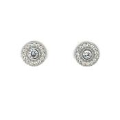 Sterling Silver CZ Halo Stud Earrings SE3412