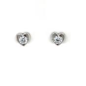 Sterling Silver CZ Heart Stud Earrings SE3440