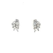 Silver CZ Leaf Stud Earrings SE3484