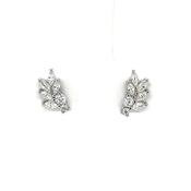 Sterling Silver CZ Leaf Stud Earrings SE3484