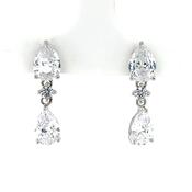 Sterling Silver CZ  Drop Earrings SE3527
