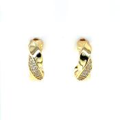 Gold-plated Silver CZ Twist Half-hoop Earrings SE3567/G image