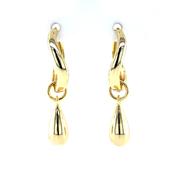 Silver Gold-plated Oval Hoop Earrings with Dropper SE3576