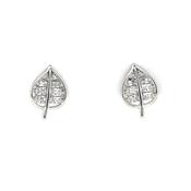 Sterling Silver CZ Leaf Stud Earrings SE3587