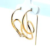 Sterling Silver Gold-plated CZ Fancy Loop Hoop Earrings SE3607/G