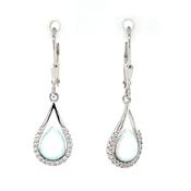 Sterling Silver Opal CZ Teardrop Earrings SE3621